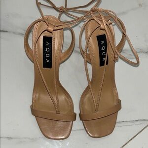 Aqua Women's Tan Strappy Heels